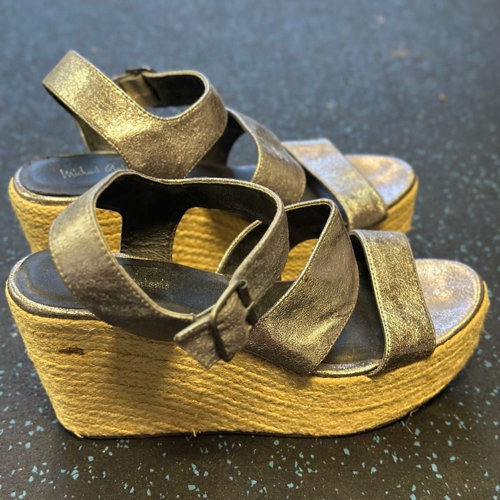 Michael Antonio Metallic Wedge Sandals